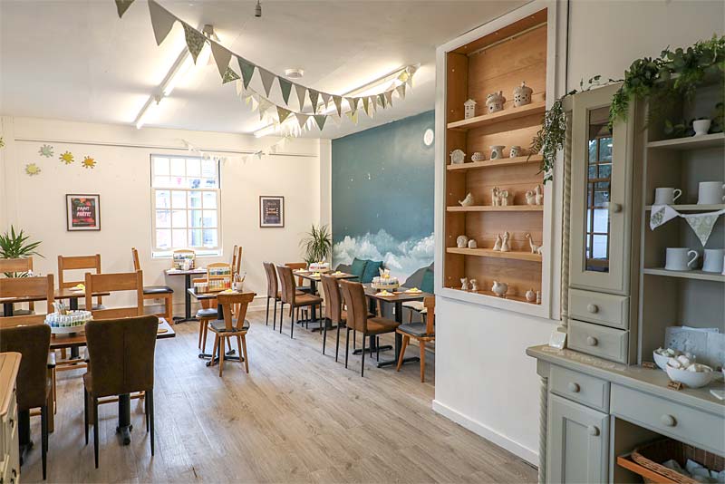 The Studio, where you can relax and enjoy a hot drink, whilst painting your pottery. b