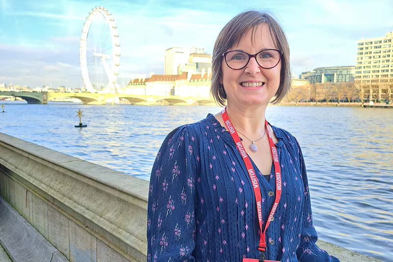 Gail Cooper standingn outside house of lords in london