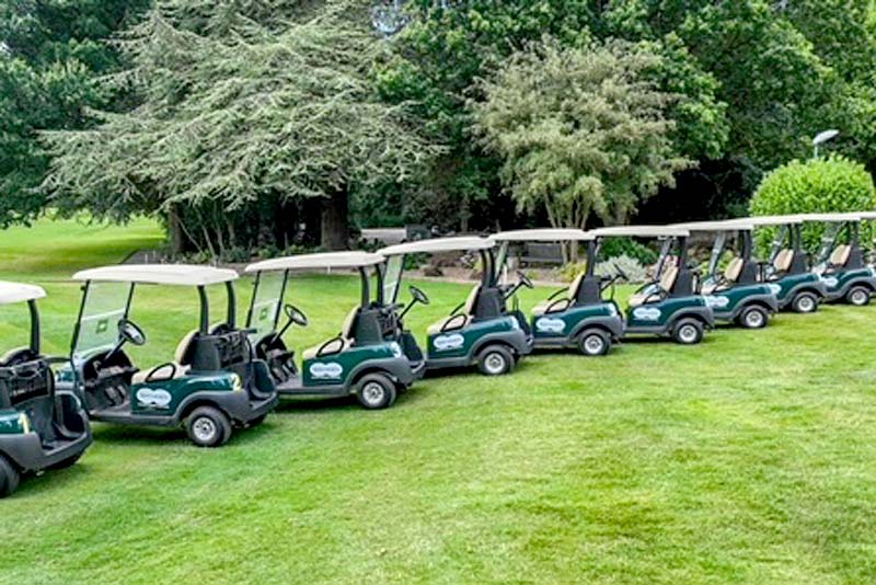 line up of golf buggies shifnal golf course