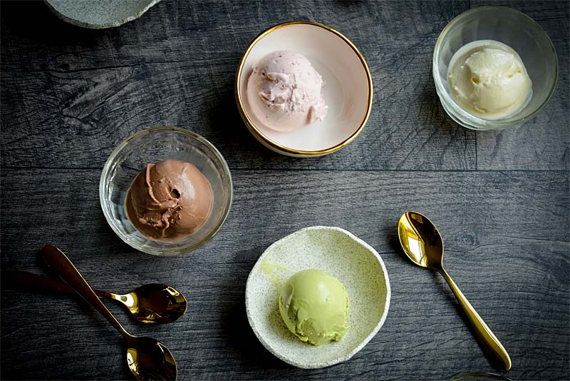 bowls of ice cream on a table