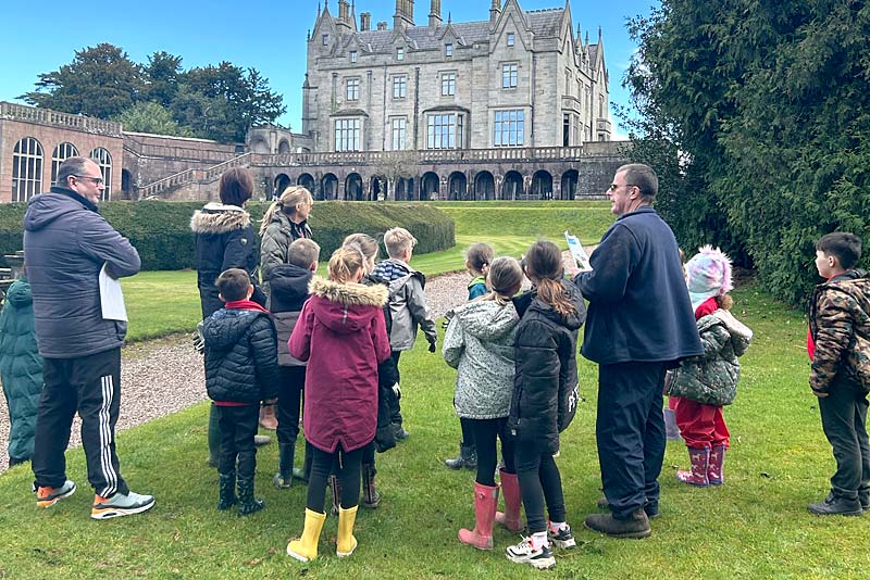 school children planting trees at Lilleshall Hall near Newport